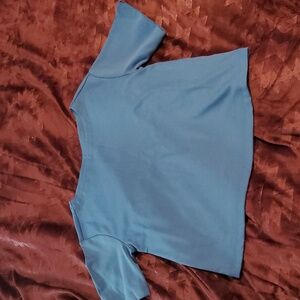 Lands' End Women's Blue Ponte Elbow Sleeve Shirt